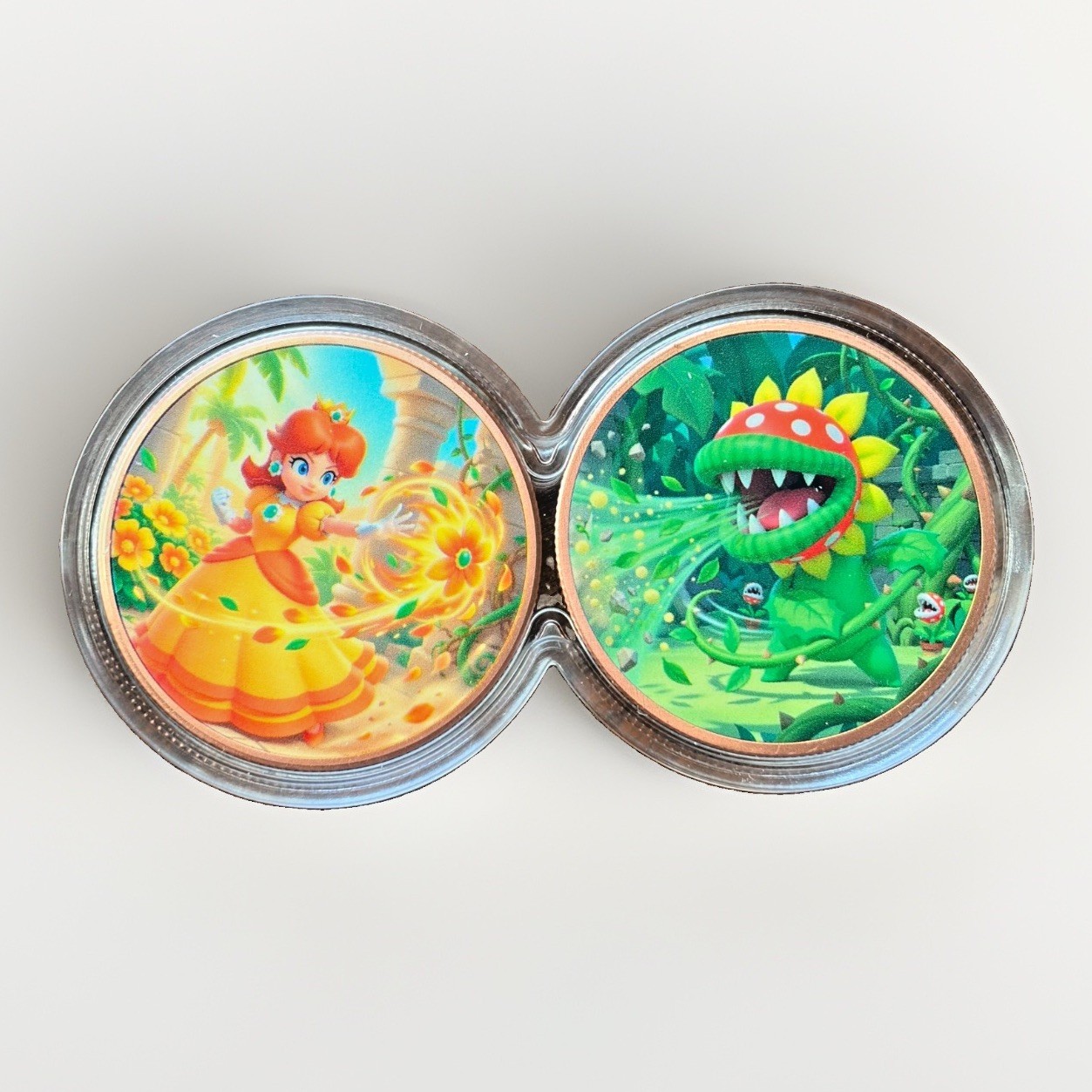 NEW 2 oz Copper Daisy & Piranha Plant Colorized 2-Round Set Infinity Capsule