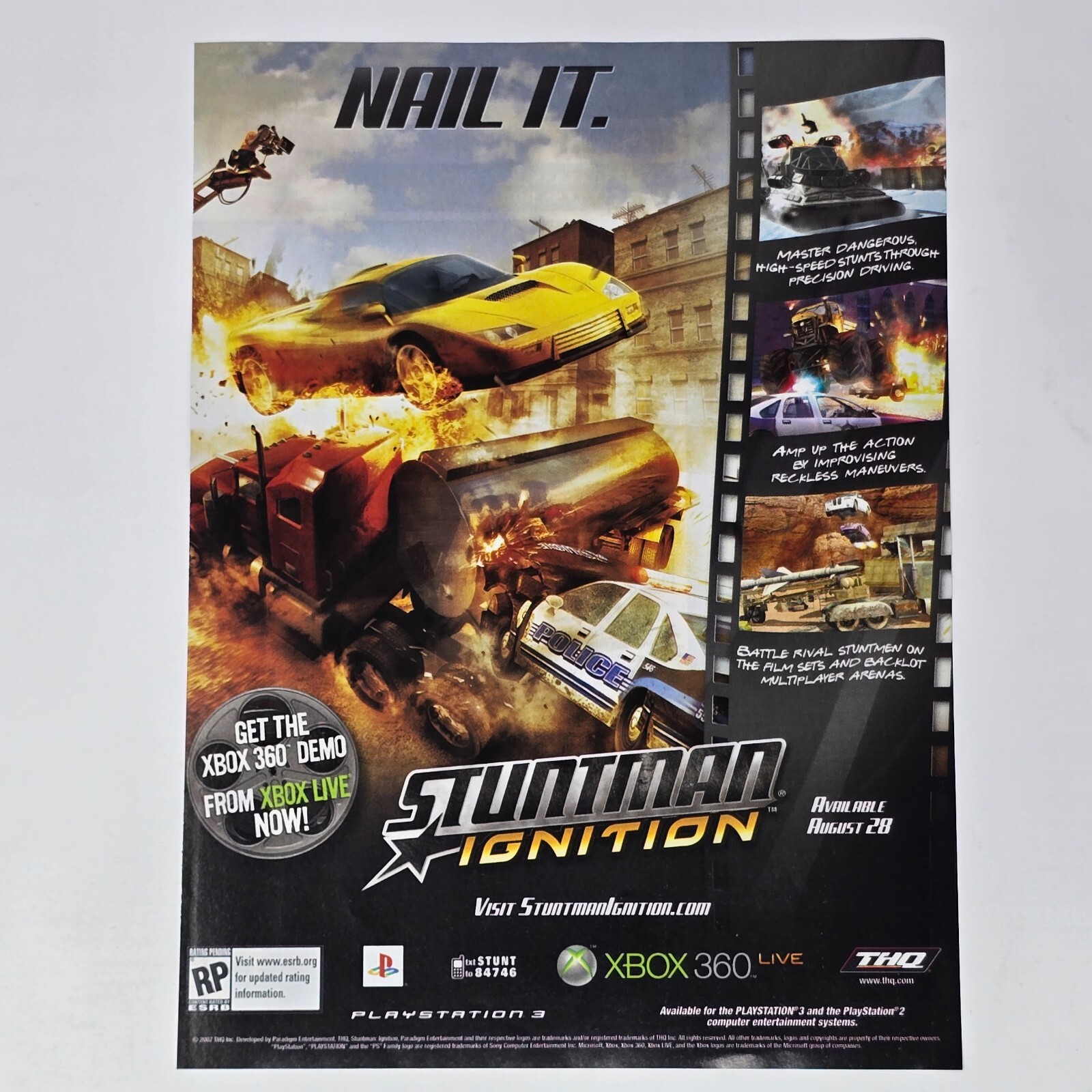 Stuntman Ignition PlayStation 3 PS3 Xbox 360 Nail It Print Ad/Poster Promo Art