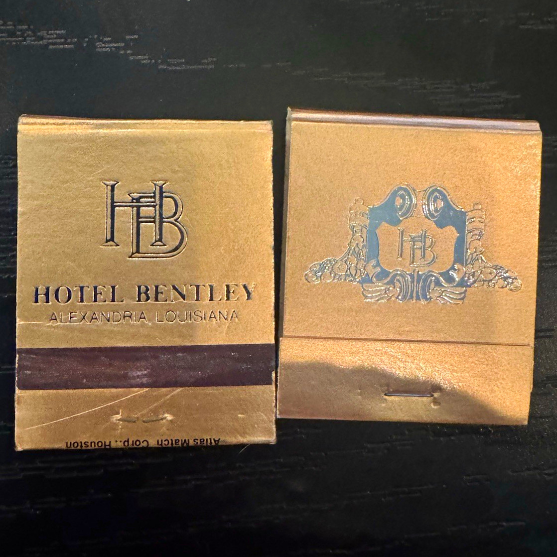 2 Vintage Hotel Bentley Alexandria Louisiana Matchbooks Historic Hotel