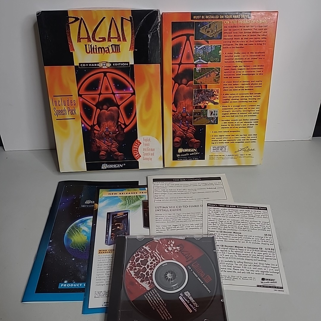Ultima VIII 8 Pagan Origin CD ROM Disc Speech Pack DOS PC 1994 Big Box