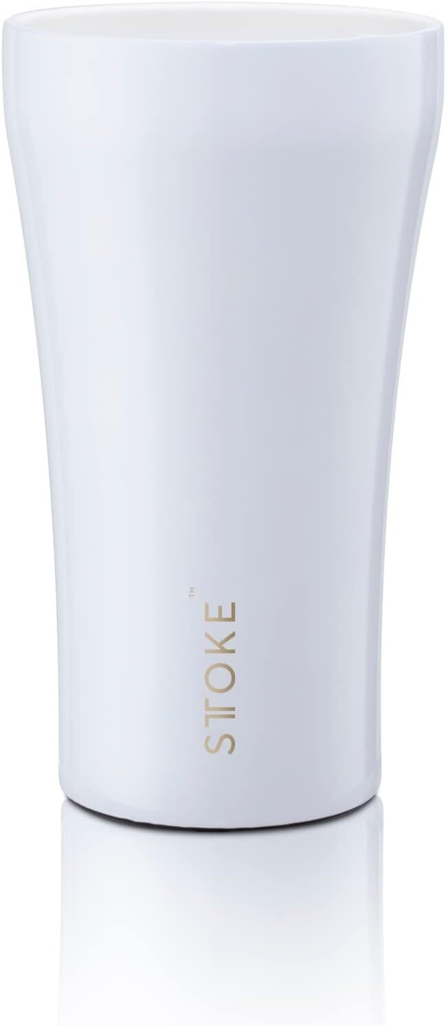Sttoke Leakproof Ceramic Reusable Coffee Cup 12 oz - Angel White SLP12AW0620 0