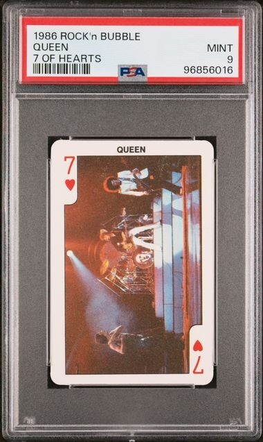 1986 DANDY ROCK'n BUBBLE QUEEN 7 OF HEARTS PSA 9, POP 2, 2 HIGHER