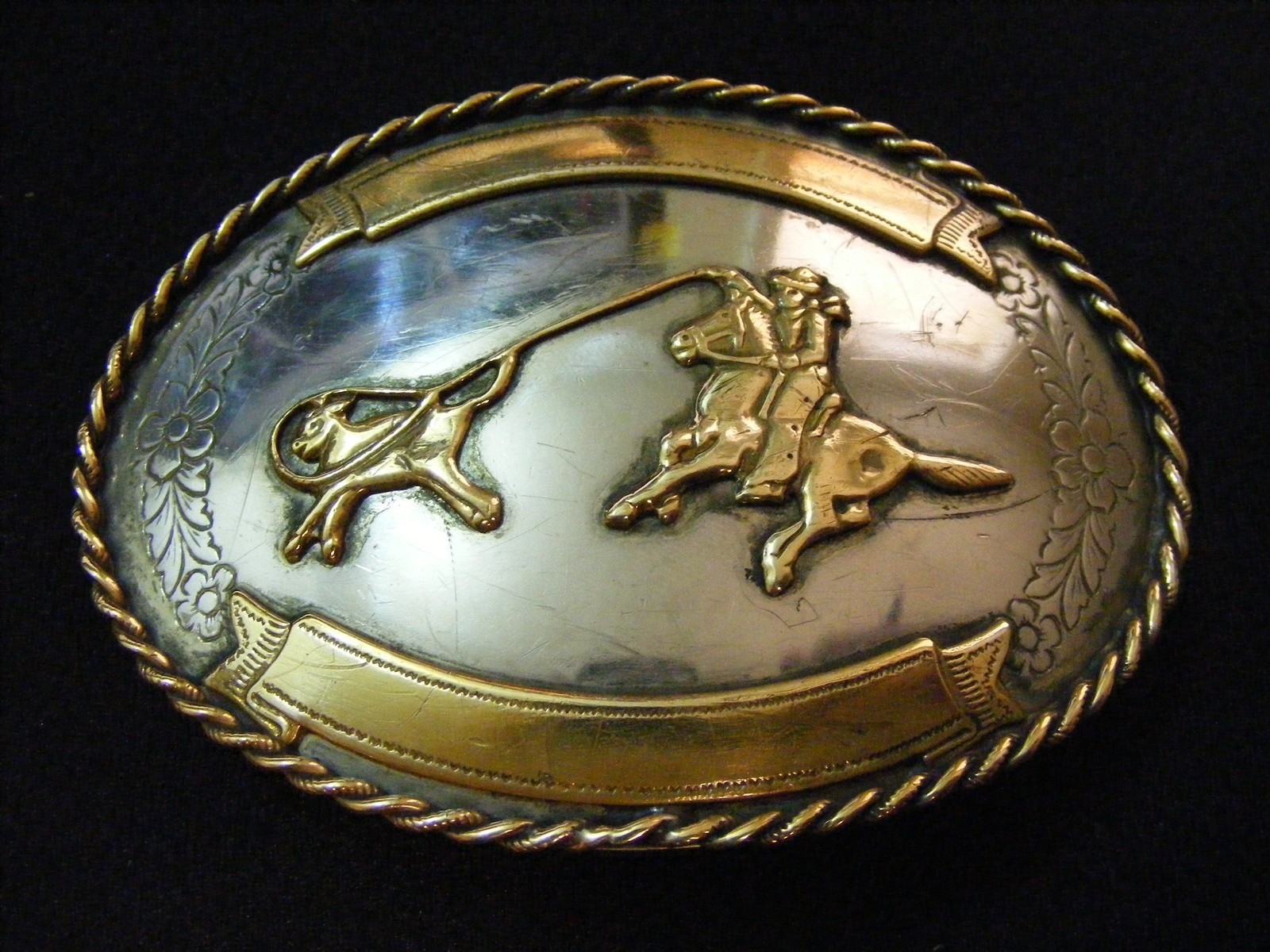 Vintage Cowboy Cowgirl Belt Buckle Roping