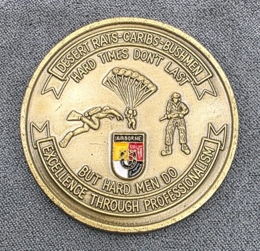 US ARMY 3rd Special Forces Group Airborne Desert Rats Caribs Bushmen Coin 1.75