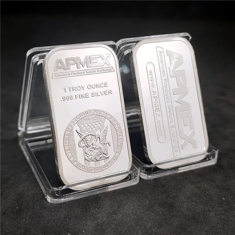 APMEX 1 Troy Ounce Silver Bullion Bar Iron Plated Collectible Bar Gift 45x29mm