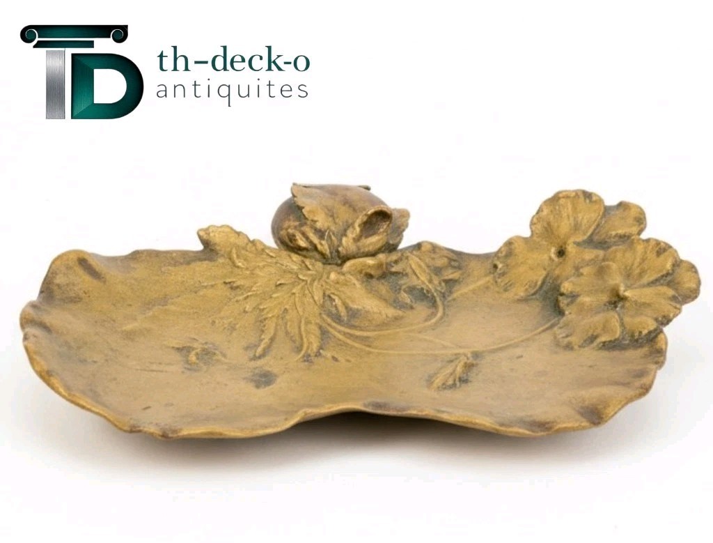 MURSH INKWELL BRONZE GOLD DECOR THOUGHTS ART NOUVEAU INKWELL JUGENDSTIL 1900