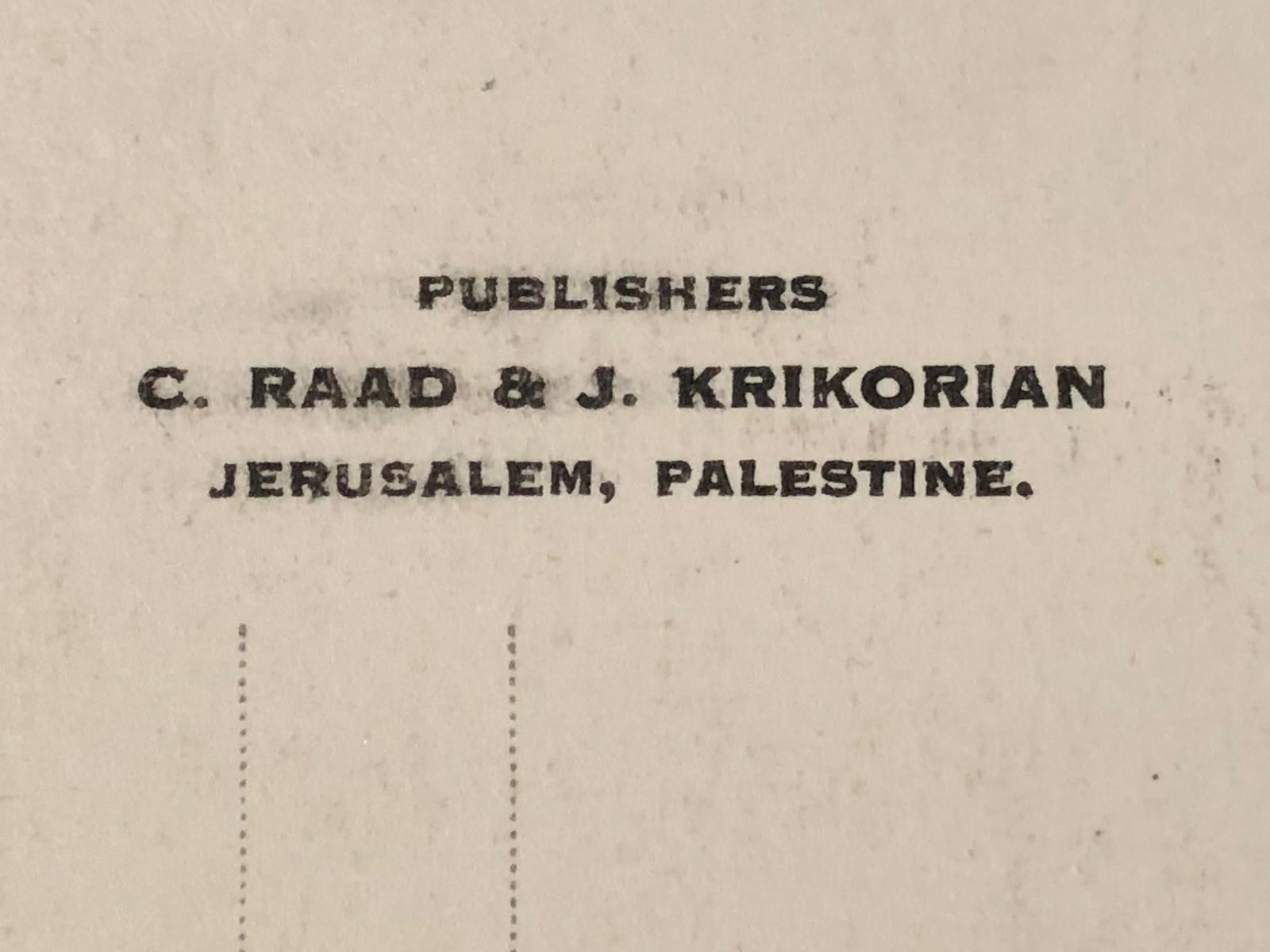 RAAD KRIKORIAN JERUSALEM PALESTINE KING DAVID HOTEL PHOTO PC 1931