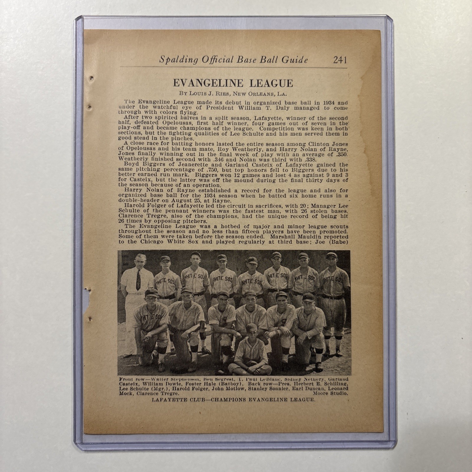 1934 Lafayette LA Baseball Team Picture Rare Antique Louisiana League Champion