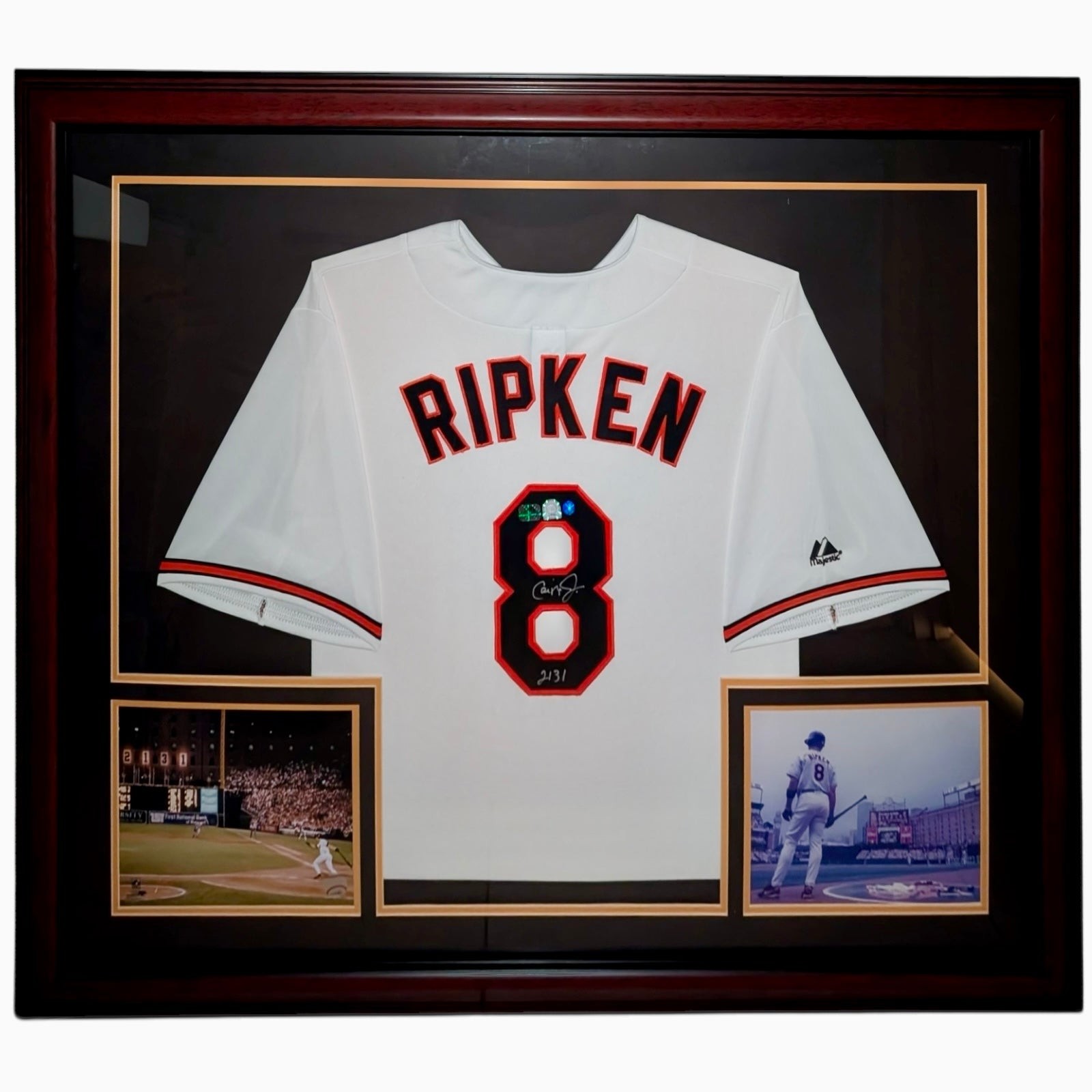 Cal Ripken Jr. Autographed Baltimore Orioles (White #8) Deluxe Framed Jersey - J