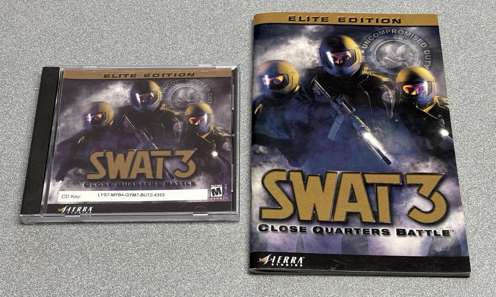 SWAT 3: Close Quarters Battle -- Elite Edition (PC, 2000) Jewel Case & Manual