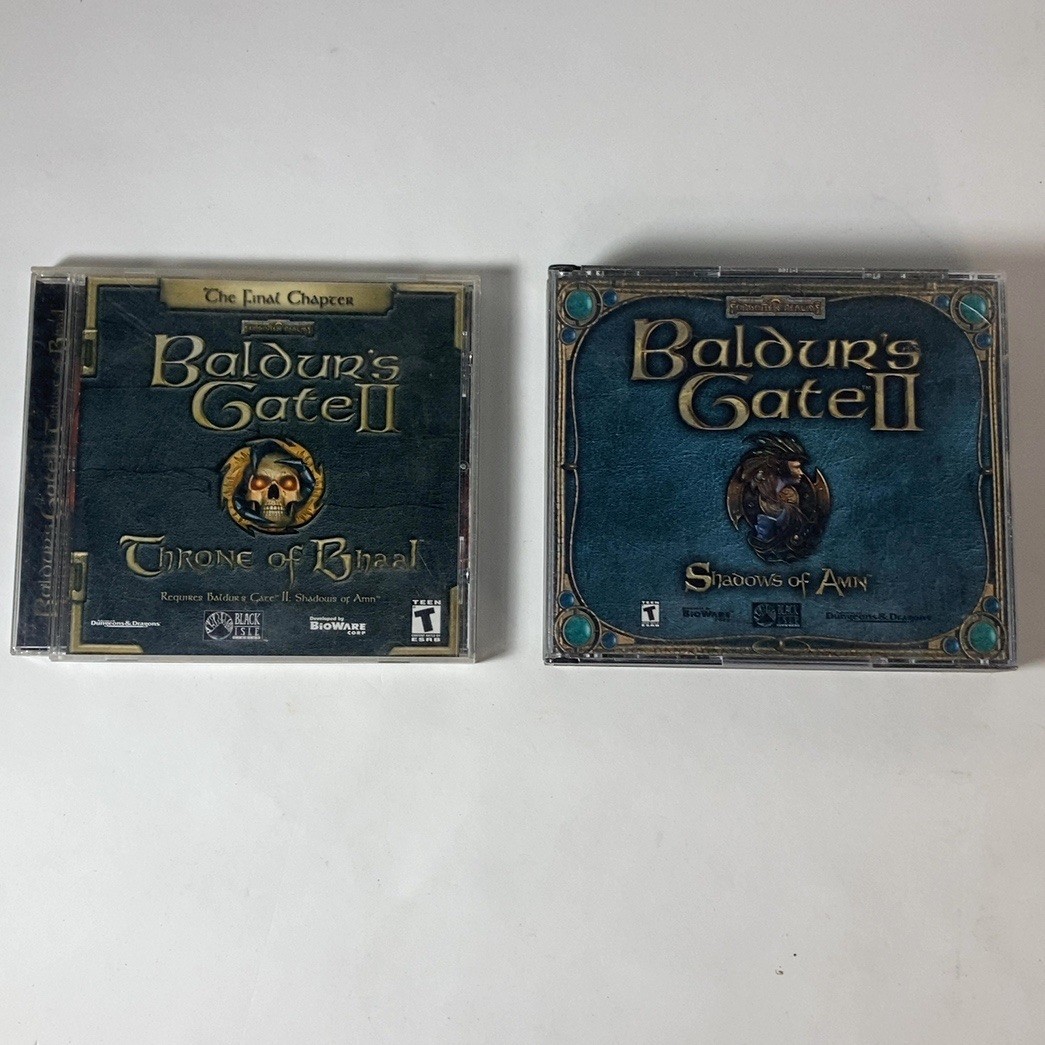 Baldur's Gate II Shadows of Amn + Throne of Bhaal PC CD Bundle Good