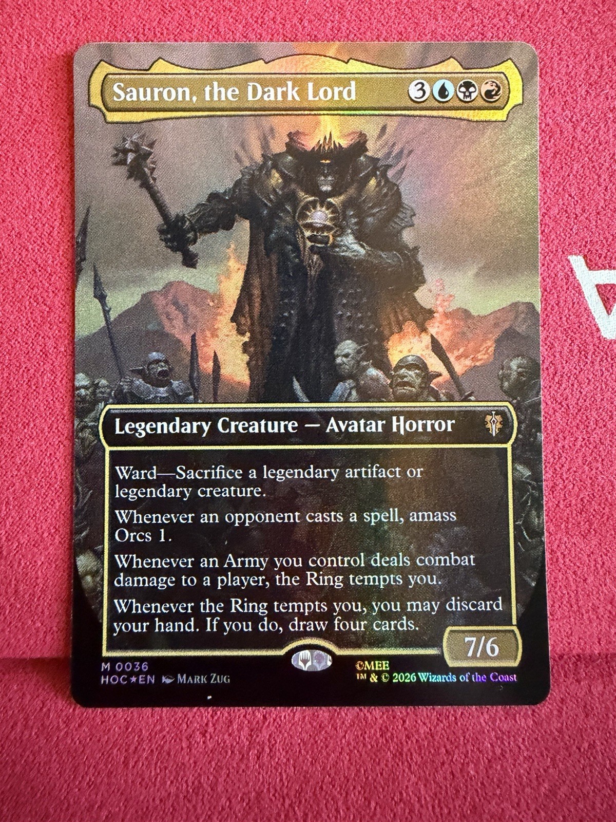 MTG Sauron, the Dark Lord #0036 Foil Mythic Rare The Hobbit Commander NM