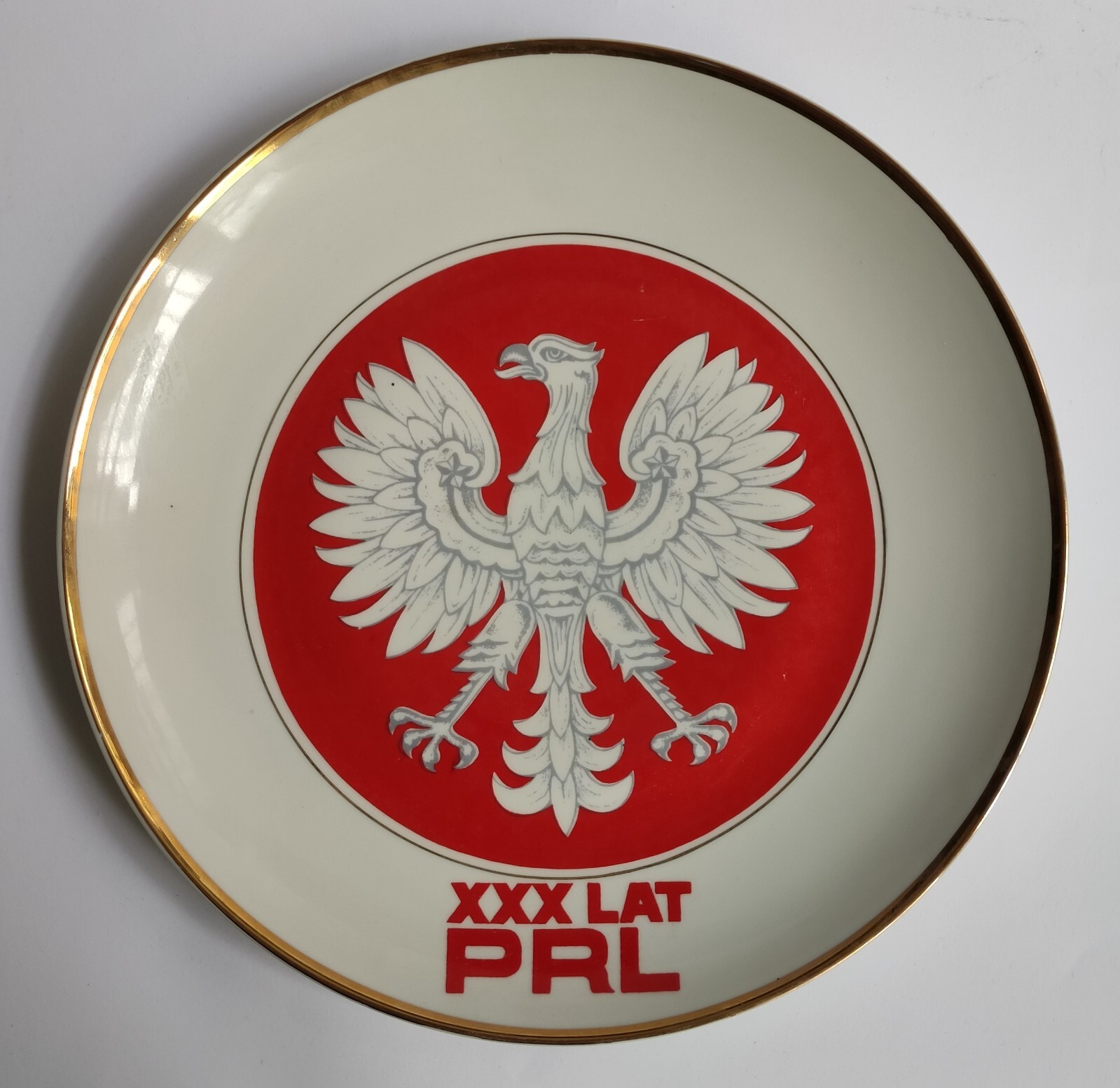 POLISH COMMEMORATIVE PORCELAIN PLATE-30 YEARS PEOPLE'S REPUBLIC POLAND-CHODZIEZ