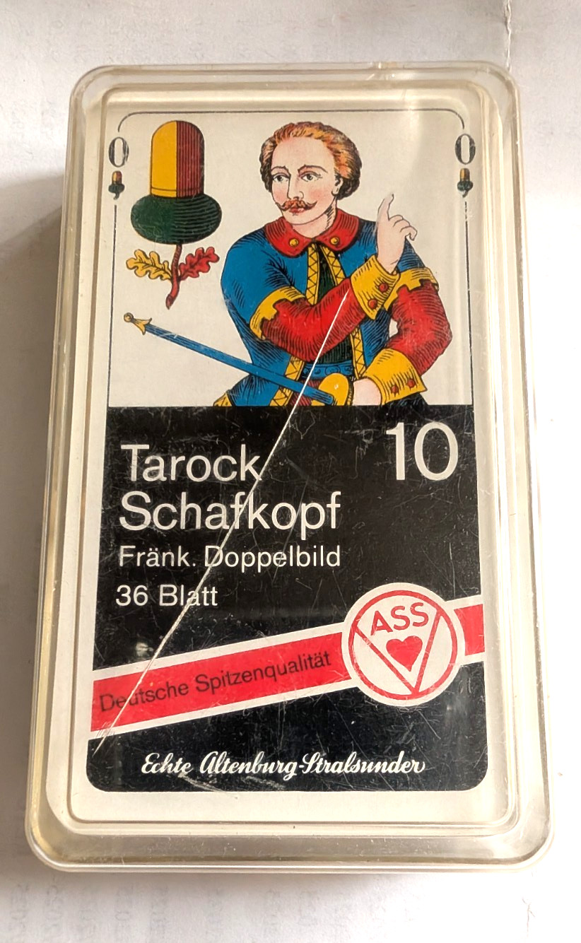 still sealed unused deck of Tarock Schafkopf playing cards in box 