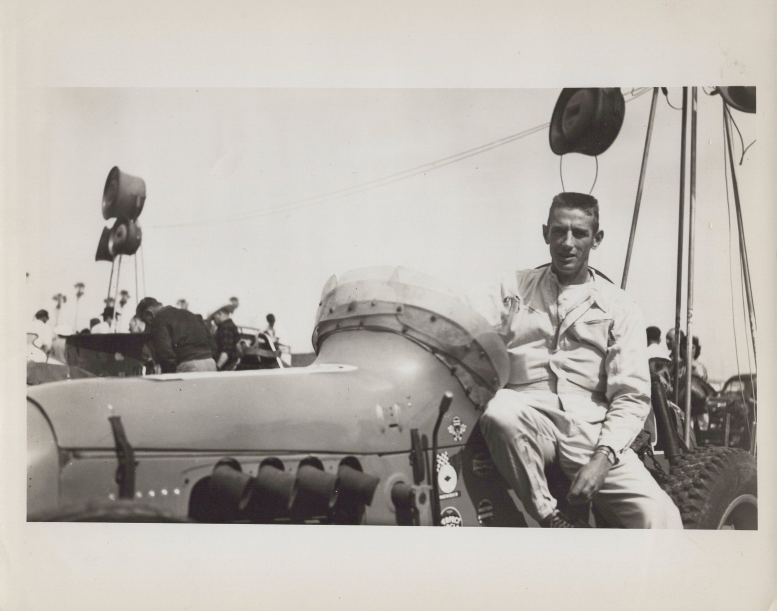 Johnny White Tampa FL IMCA sprint car pits 1963 - Himes Estate Original Photo