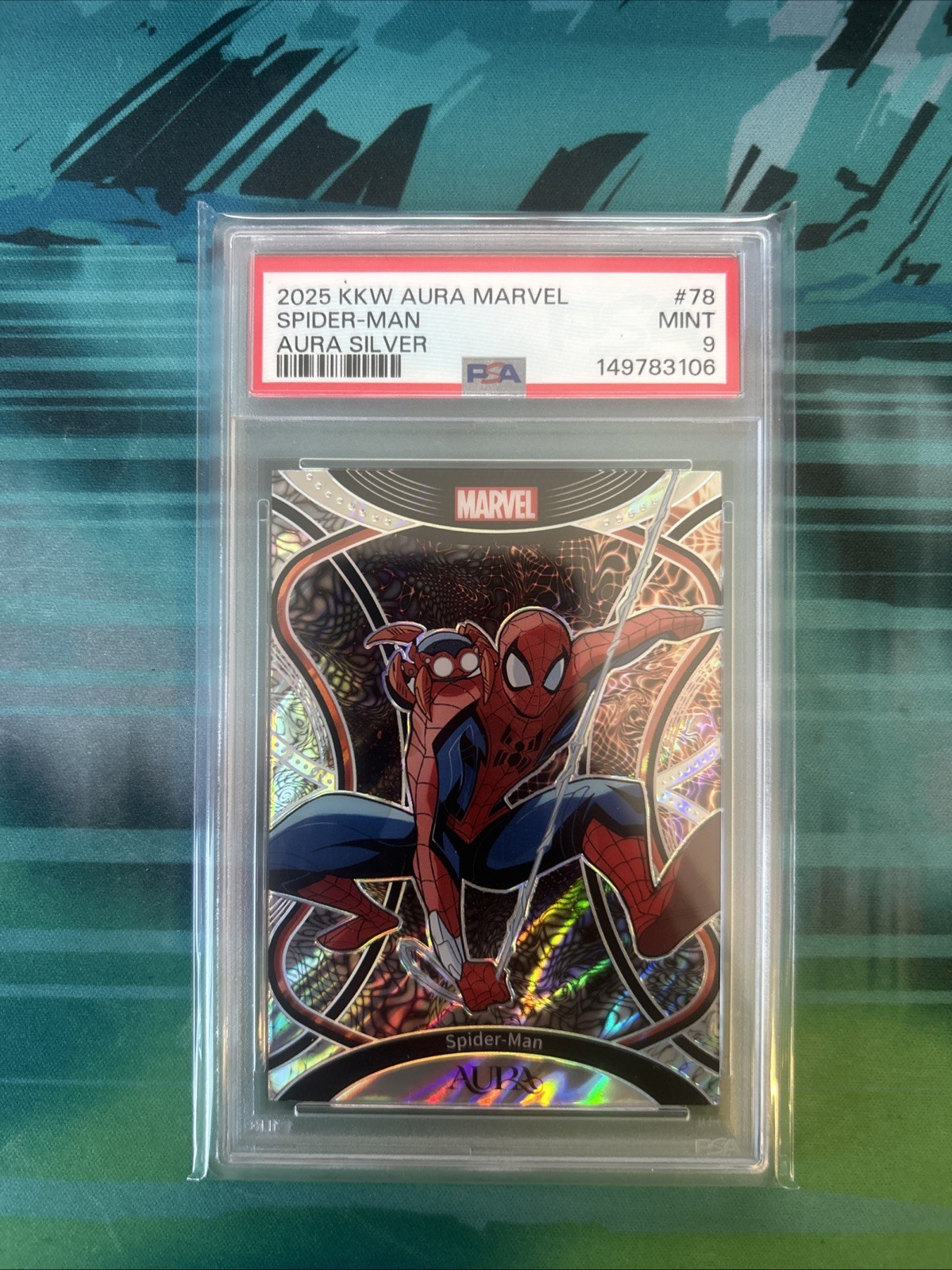 2025 Kakawow Aura Marvel Spider-Man Aura Silver Refractor PSA 9
