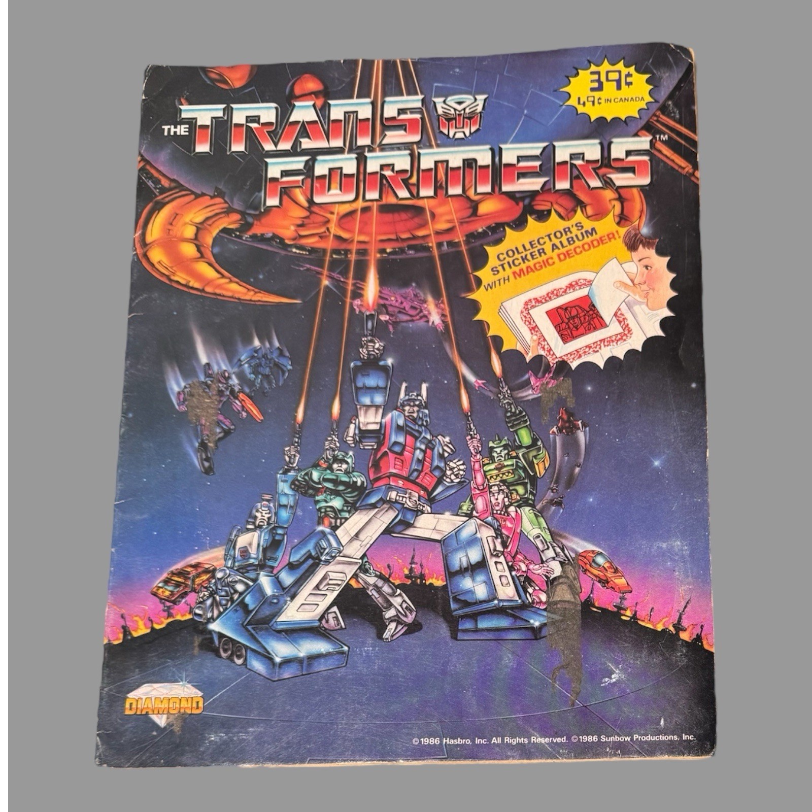 Vintage 1986 Transformers The Movie Sticker Album Book