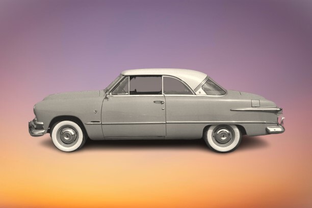 1951 Ford Tudor V8 Coupe Car 13x19 Poster PhotoArt Style 10m HQ PhotoStock Gray