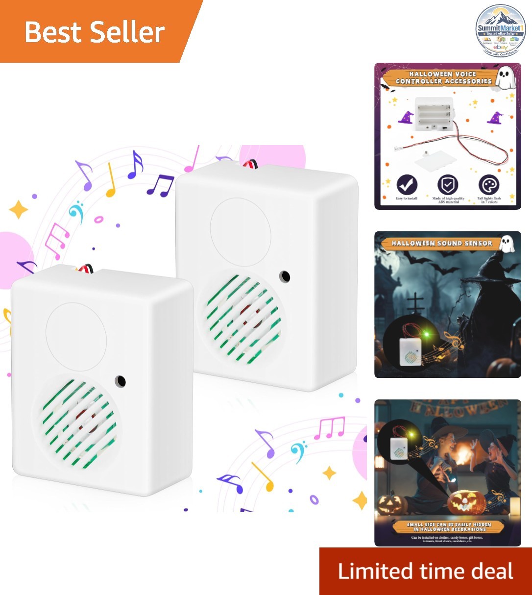 Halloween Sound Sensor 2 Pcs Battery Powered Screaming Effects Indoor Outdoor