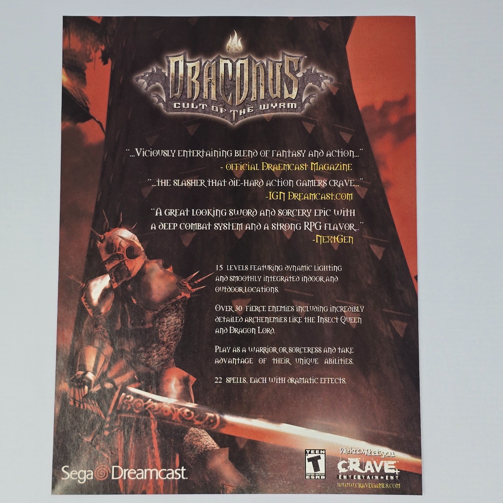 Draconus Cult Of The Worm Sega Dreamcast Viciously Printer Ad/Poster