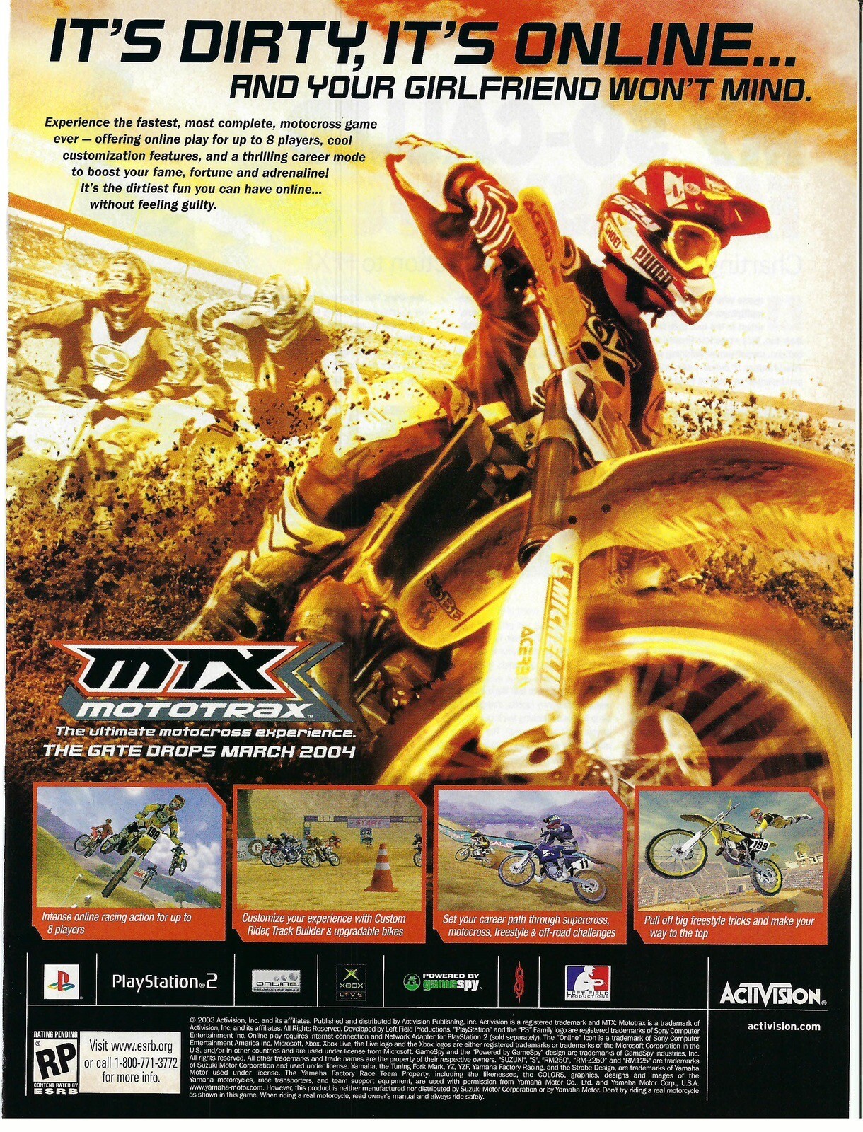 2004 MTX Mototrax Motocross Video Game Activision Online Retro Print Ad/Poster