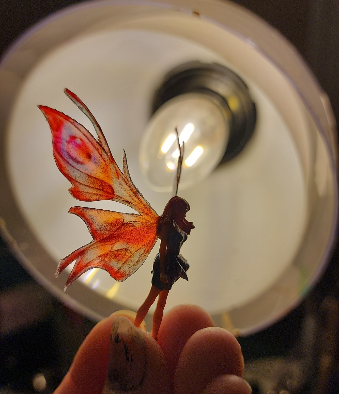 Fairy Garden Miniature Figurine Terrarium Pixi Orange Moth Wing Butterfly Fairy