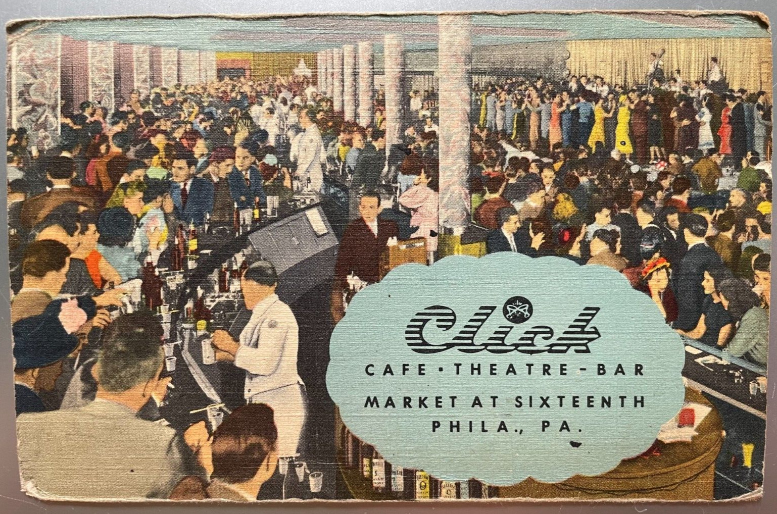 Vintage Postcard 1948 CLICK, Cafe, Theatre, Bar, Market at 16th, Philadelphia PA