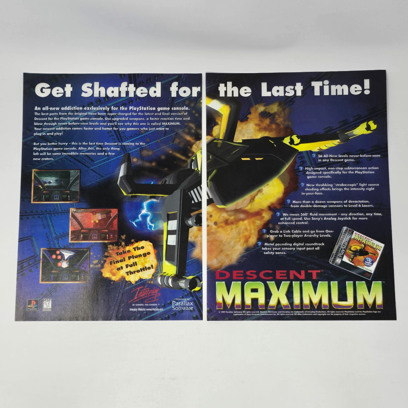 Descent Maximum PlayStation 1 PS1 Get Shafted Print Ad/Poster Art