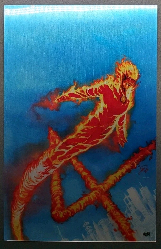Tribute: Stan Lee Human Torch #1 Humam Qutub Stan The Man METAL Variant 3/5 