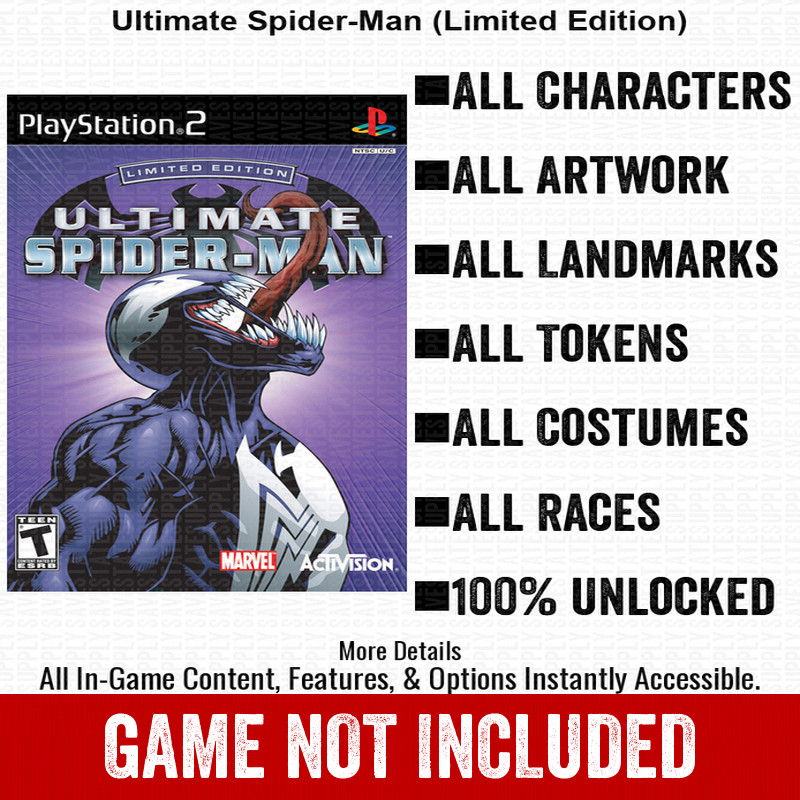 Ultimate Spider-Man Limited Edition 100% All Items PS2 Memory Card CHEATS
