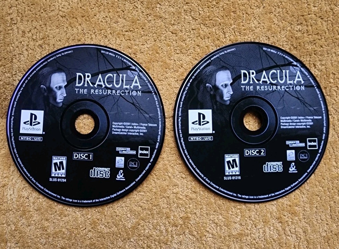 Dracula: The Resurrection (Sony PlayStation 1, 2001) DISCS 1 & 2 ONLY Tested 