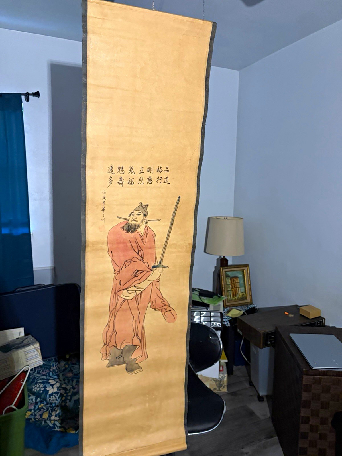 Chinese Hanging Scroll Paintings w/ Calligraphy & Figures, Set of 4