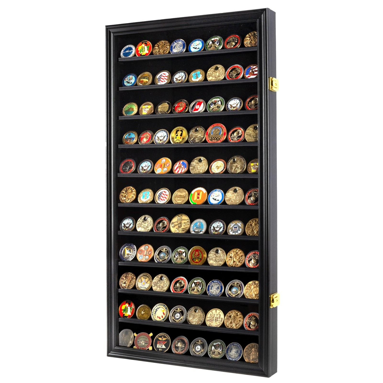 DisplayGifts Military Challenge Coin Display Case Poker Chips Holder Wall Cab...