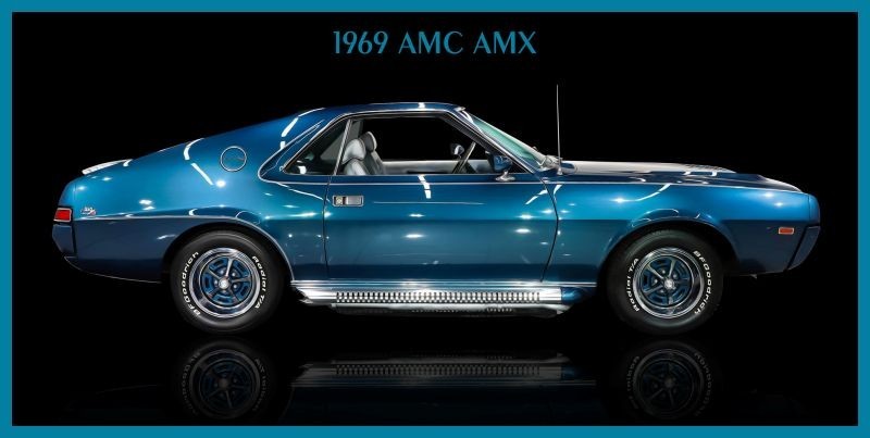1969 Custom AMC AMX in Blue NEW Sign: 9x18