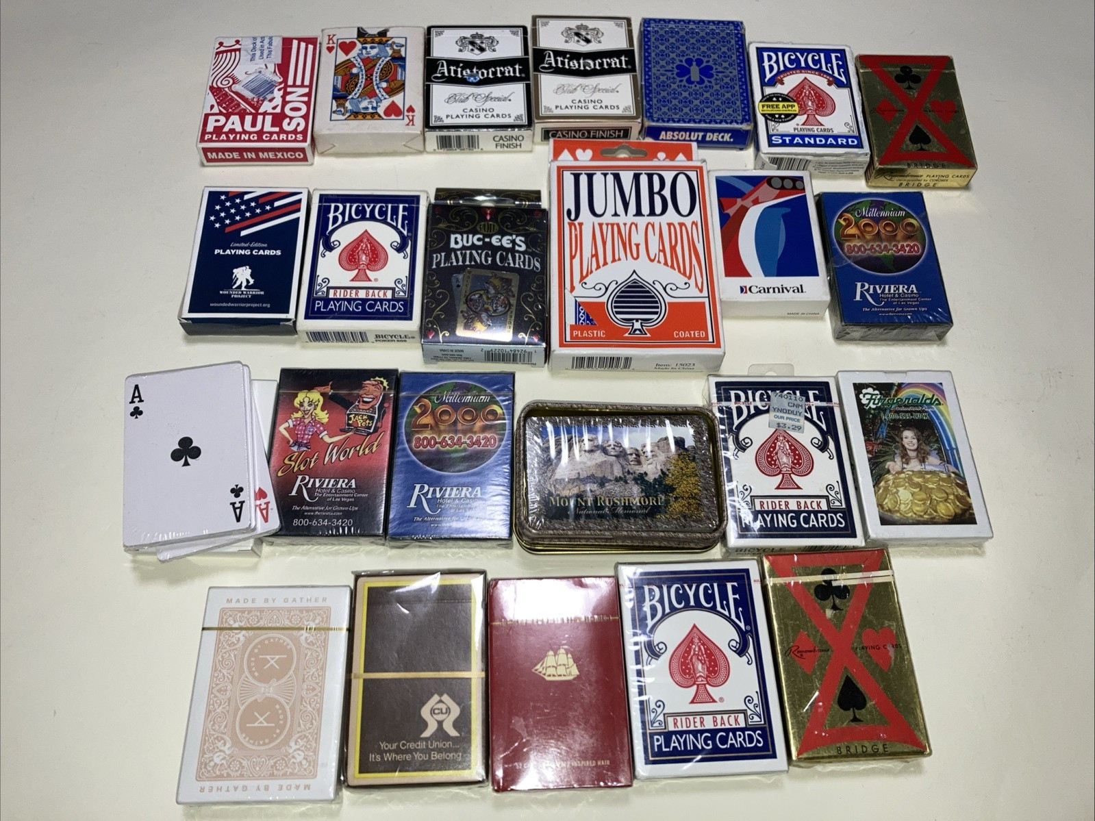 Lot 24 Playing Card Decks Bicycle Remembrance Riviera Casino & others New & Used