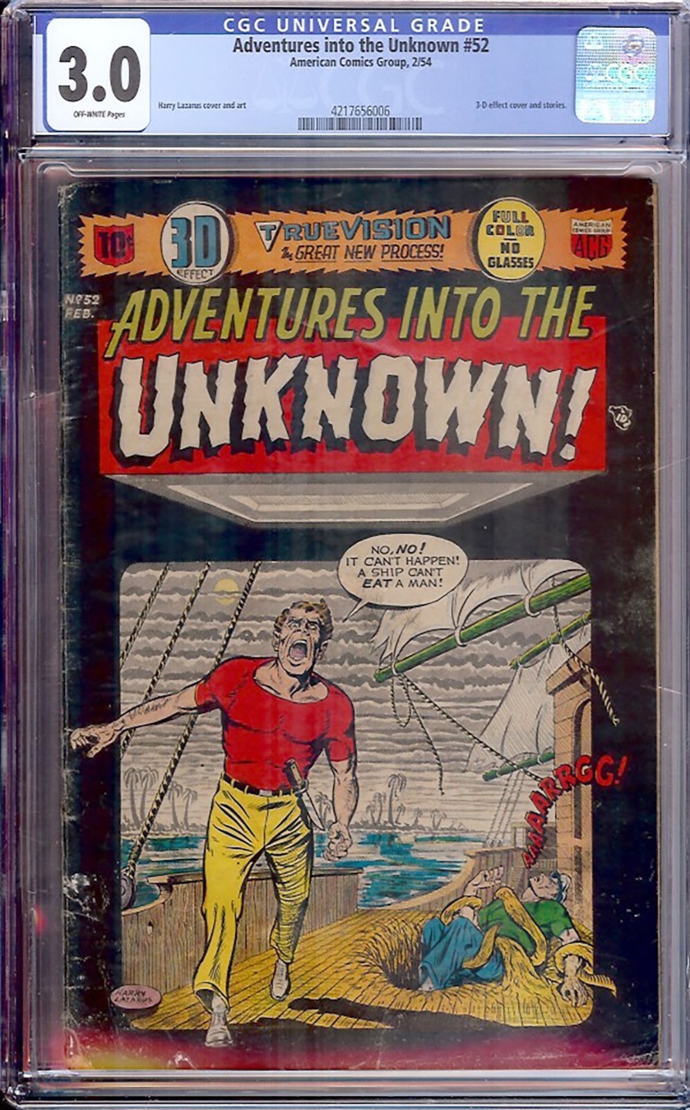 Adventures Into the Unknown #52 CGC 3.0 - 3-D effect cover and stories - 1954