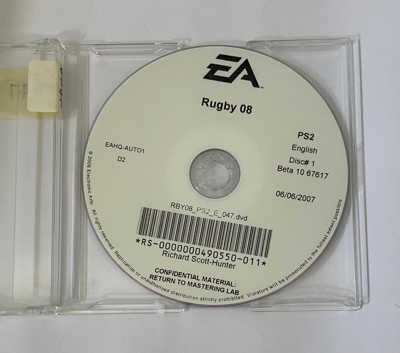 EA Sports Rugby 08 Beta Sony PlayStation 2 PS2 Pre-release Electronic Arts