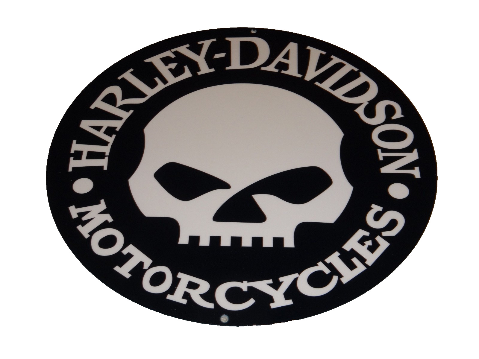 VINTAGE HARLEY DAVIDSON MOTORCYCLES SKULL 💀1' PORCELAIN METAL GASOLINE OIL SIGN
