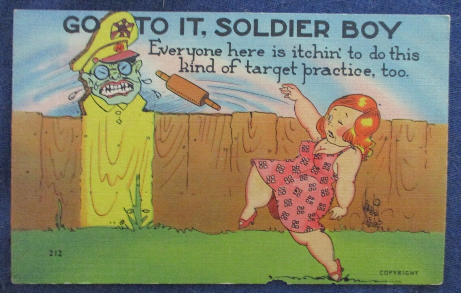 1940s WWII Anti Japan Comic Postcard