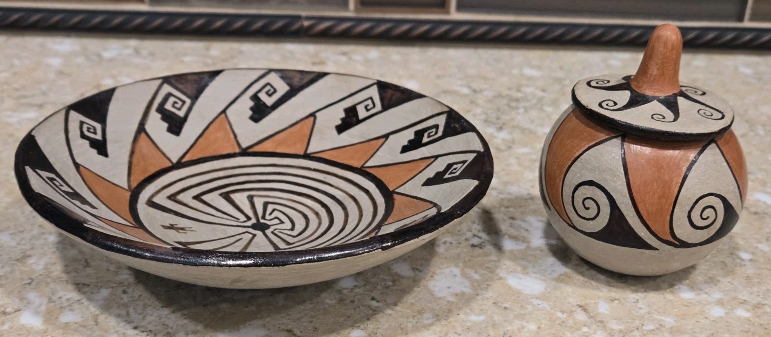 Tohono O\'odham Seed  / Trinket Vessel And Plate by Angea
