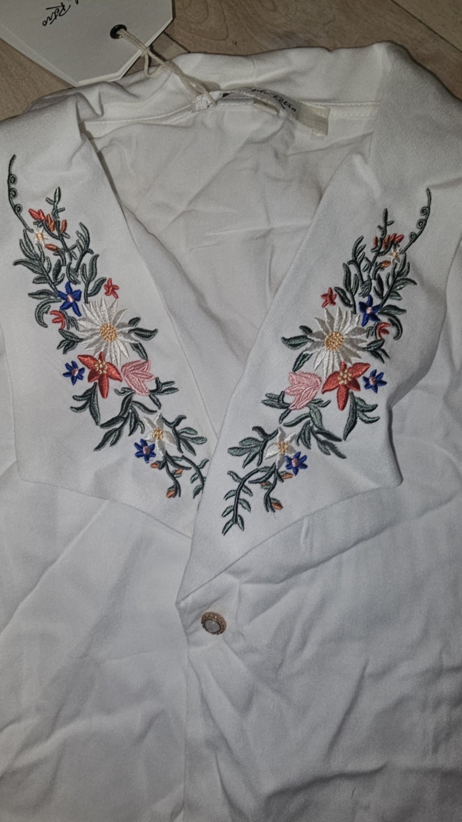 White Ukrainian Vyshyvanka Embroidered  women blouse Embroidery Shirt New Size S