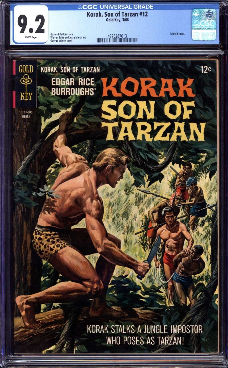 KORAK SON OF TARZAN #12 CGC 9.2 WHITE PAGES // GOLD KEY 1966