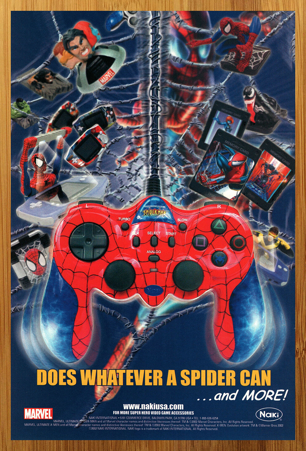 2002 Naki Marvel Spider-Man Controller PS2 Vintage Print Ad/Poster Authentic Art