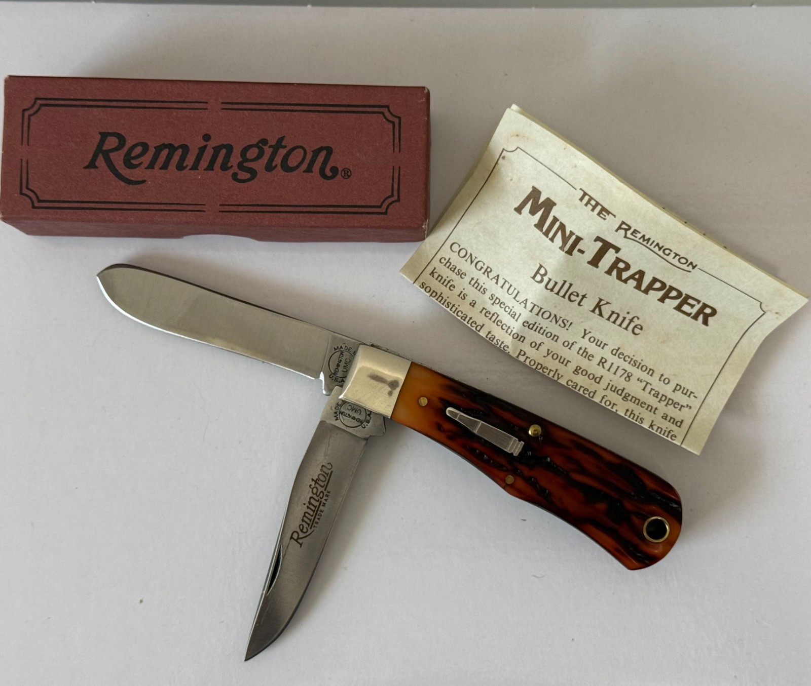 1991 Vintage REMINGTON R1178 MINI TRAPPER Bullet Knife USA