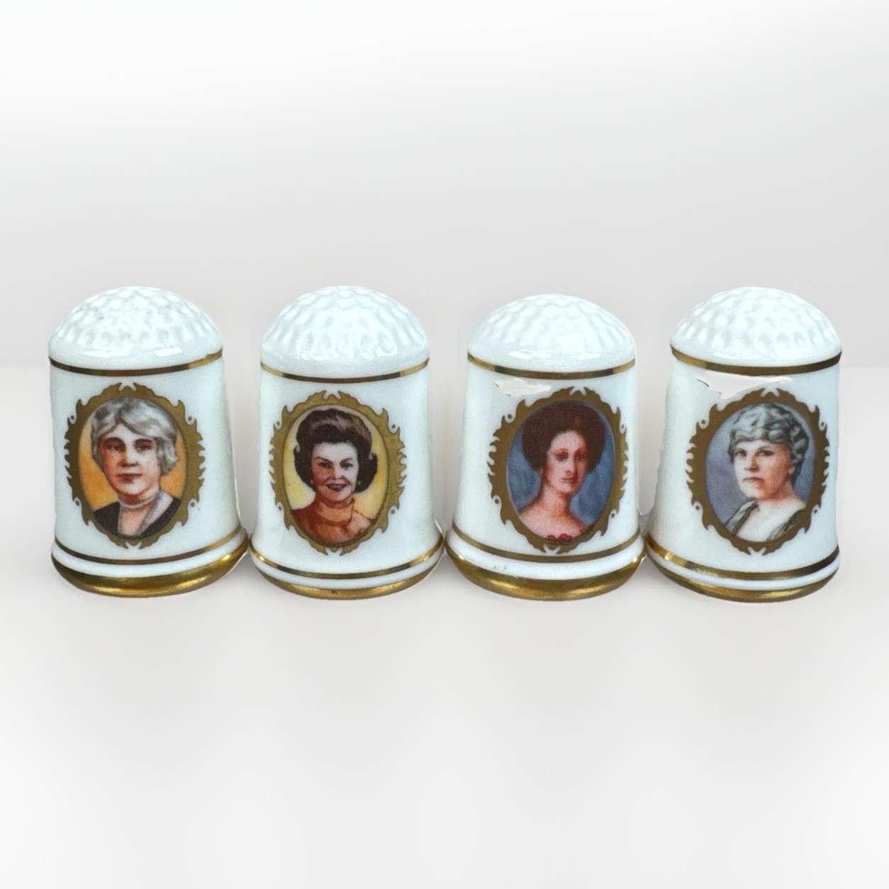 Franklin Mint First Ladies Thimbles Betty Ford Lou Hoover Florence Harding 4 Lot
