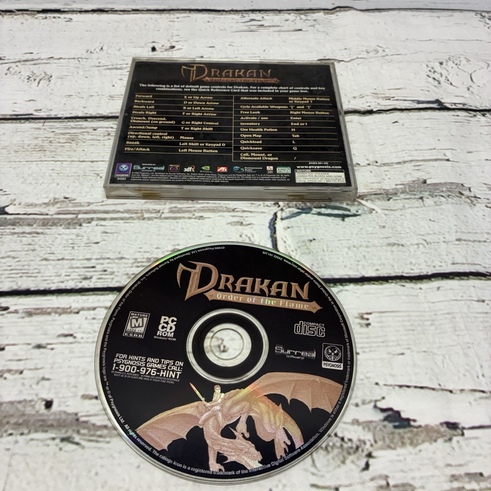 Vintage 1999 Drakan Order Of The Flame PC CD Game Disc Case No Front Manual