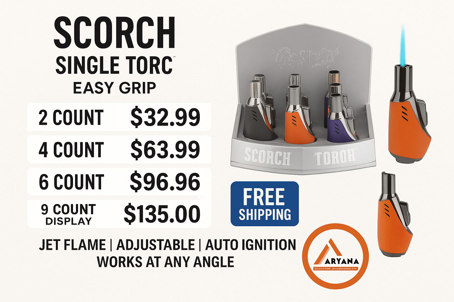 Single Torch 61546 – Adjustable Flame – Auto Ignition – Multiple Pack Option