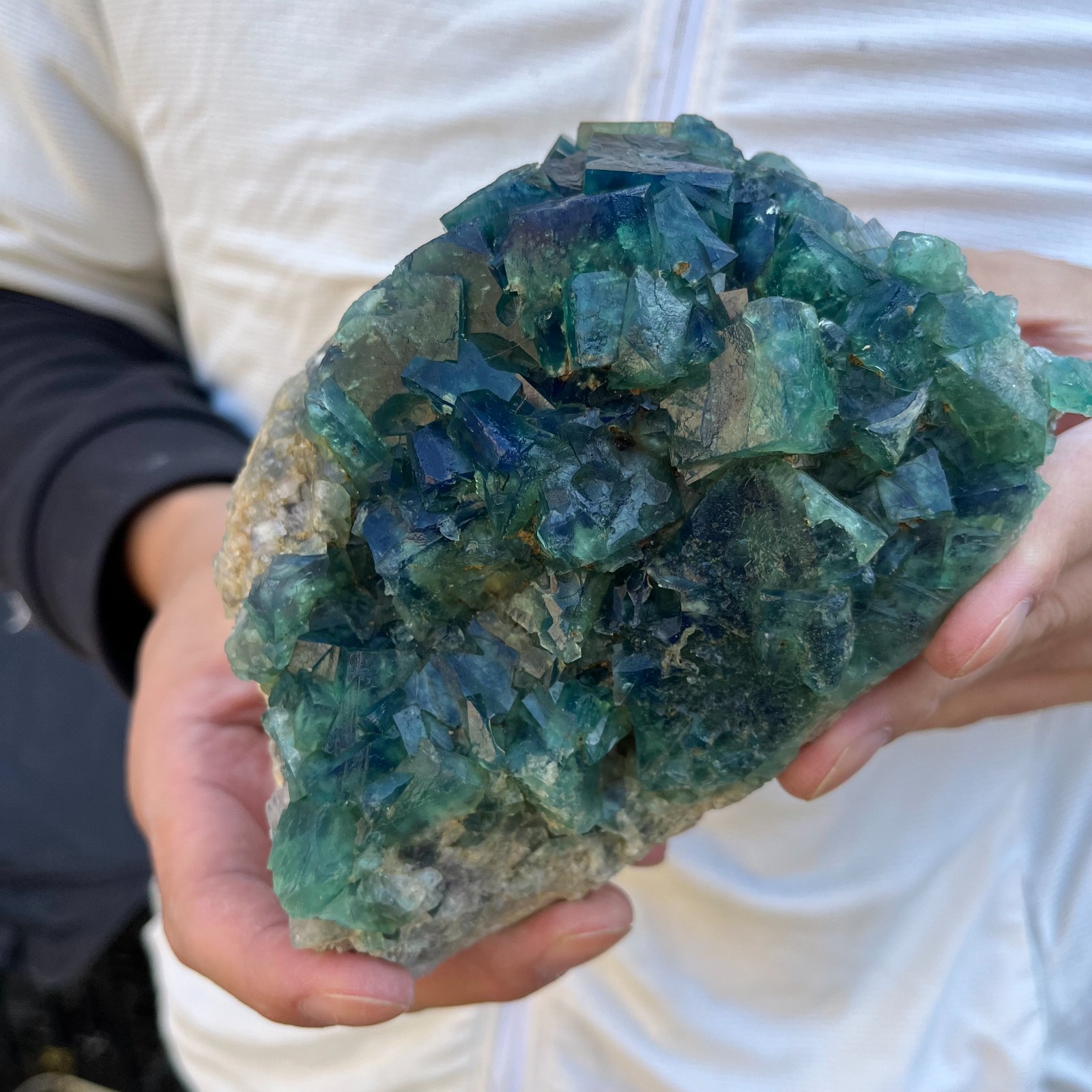 2.4lb Natural cubic green fluorite crystal cluster rough mineral specimen