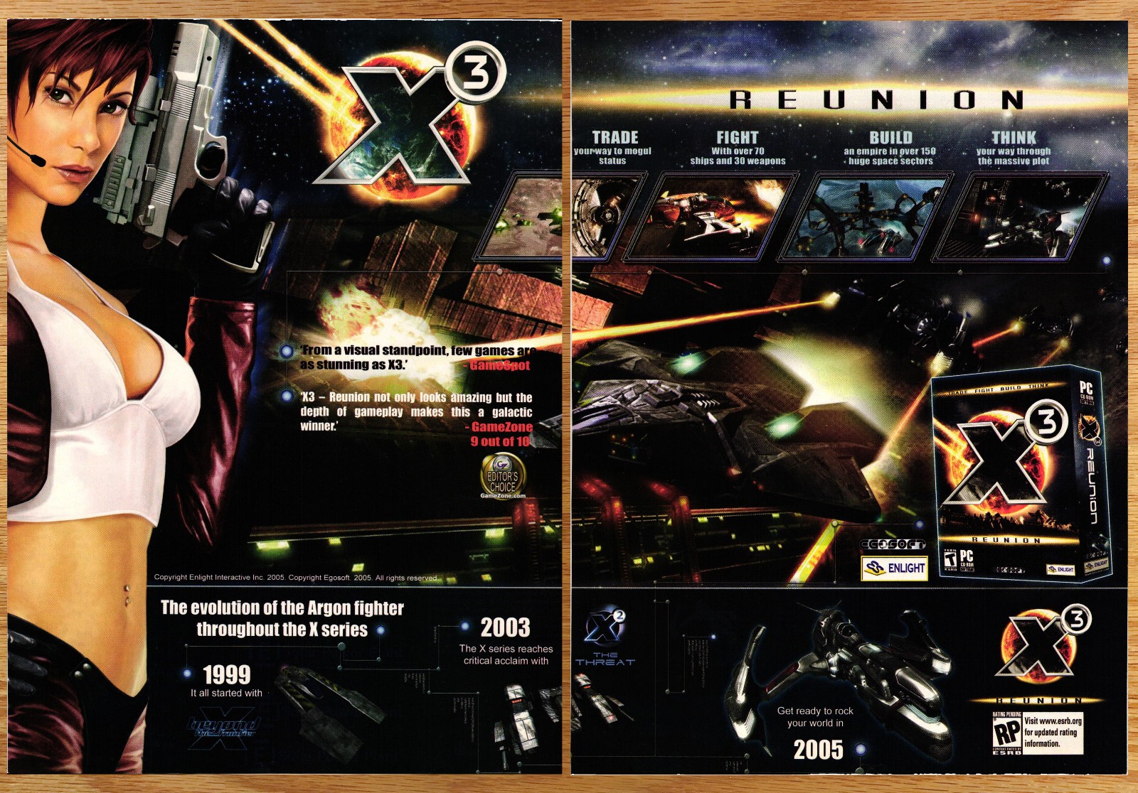 X3 Reunion Evolution Argon Fighter   - 2 Page PC Video Game Print Ad Poster 2006