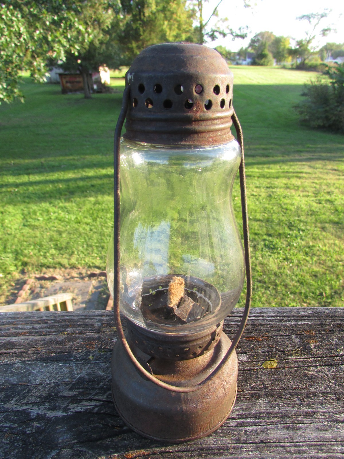 Antique 1880s-1910s JEWEL No. 4 Skater's KEROSENE Oil Lamp LANTERN w/Clear Globe